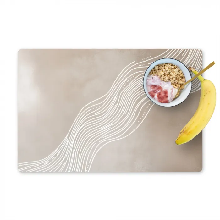 Golvende lijnen - Vloeiend - Zandkleurig Placemat vinyl groot -zzzproduct_Kitchenyeah-website