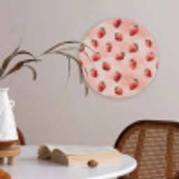 Aardbei - Patroon - Roze Akoestische PET Vilt - Rond klein 838 -sfeer3