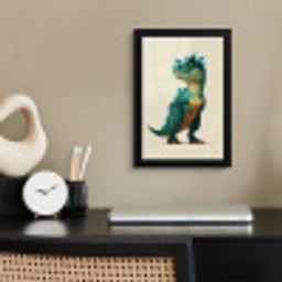 Stekels - Dino - Blauw - Gespierd fotolijst zwart zonder passe partout klein -sfeer1