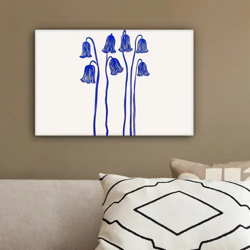 Bloemen - Blauw - Lijnen - Bloemblaadjes canvas 2cm klein -sfeer3
