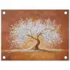 Abstract - Boom - Wit - Bladeren tuinposter los doek klein -3d