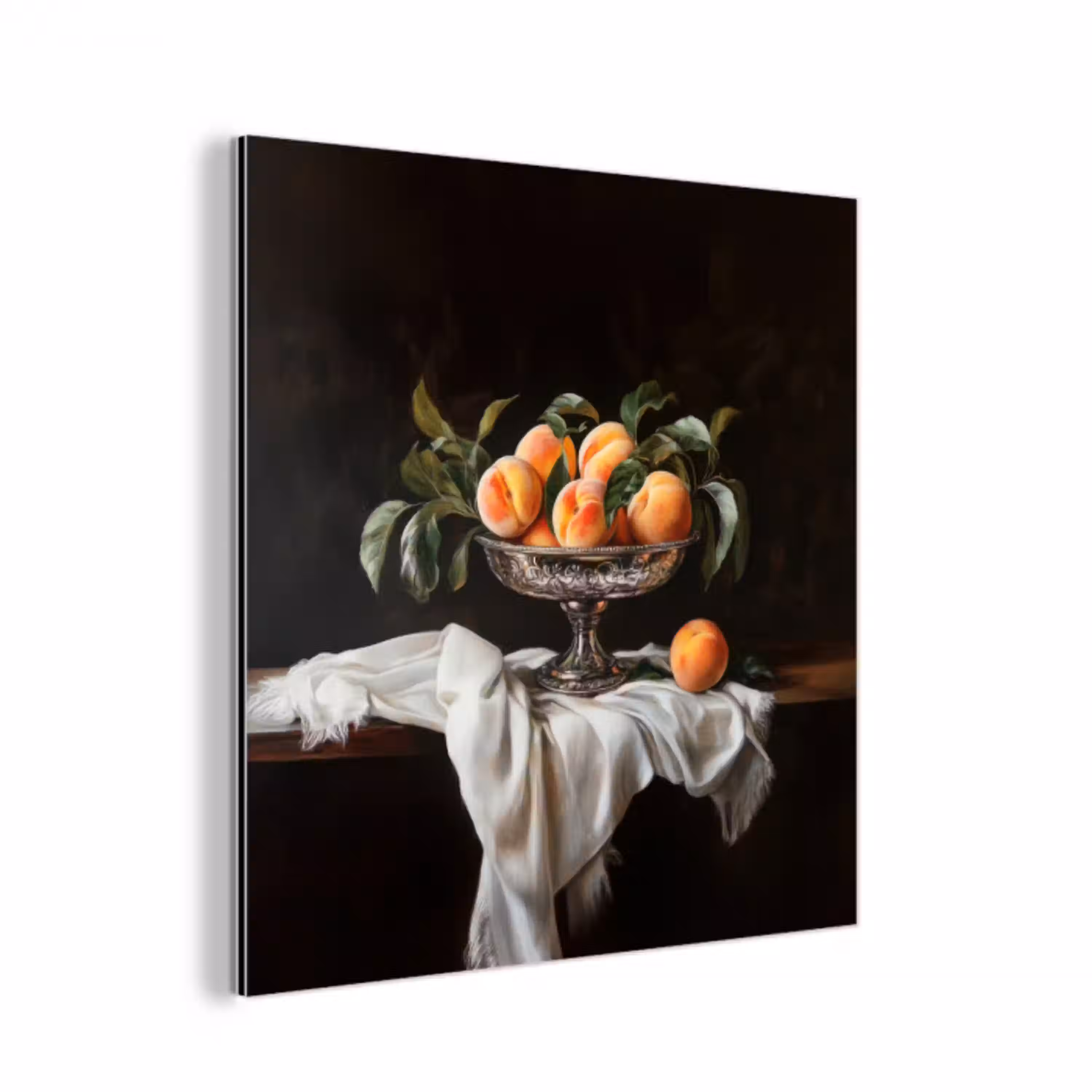 Stilleven - Perziken - Vintage aluminium wit klein -3d