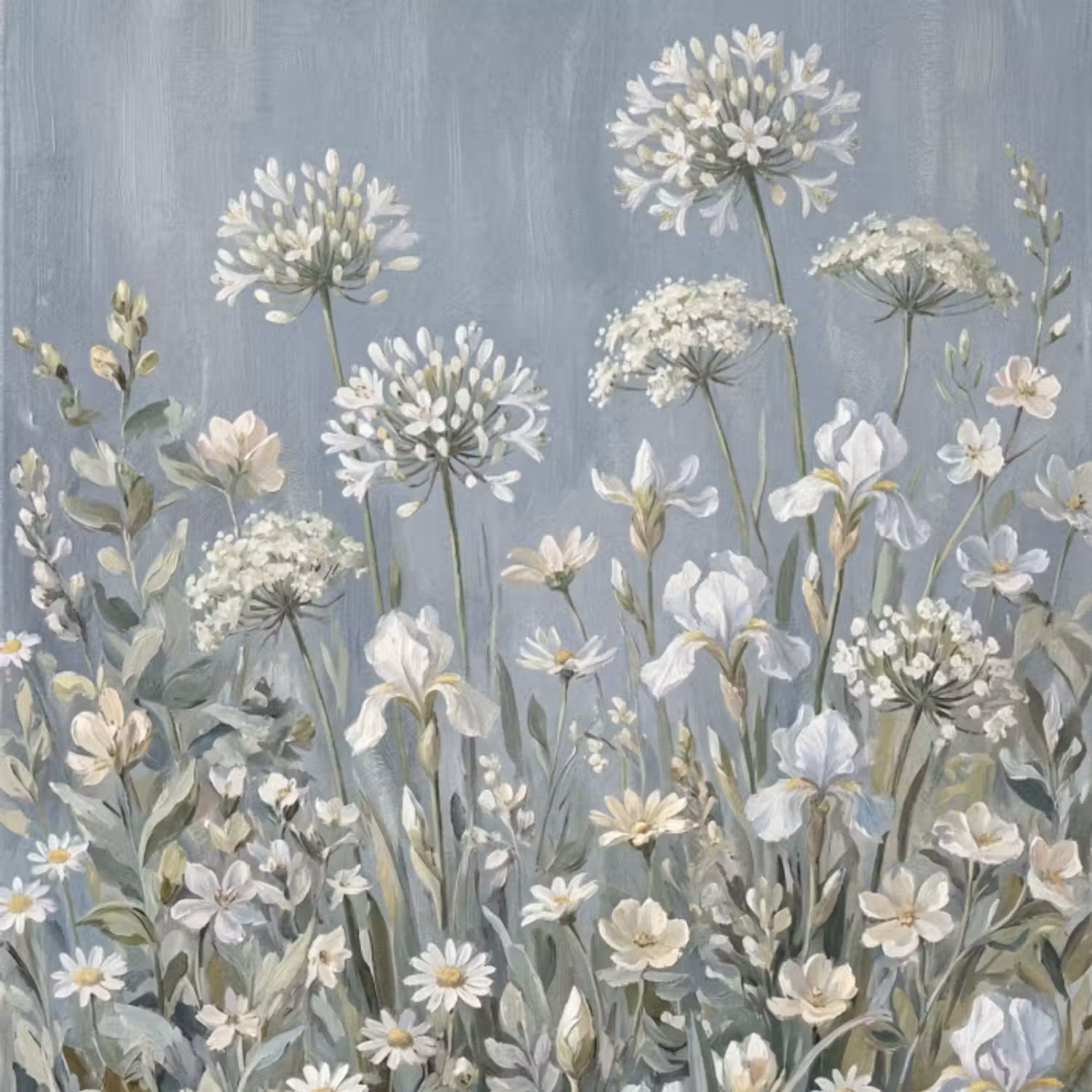 Behang - Bloemen - Botanisch - Blauw