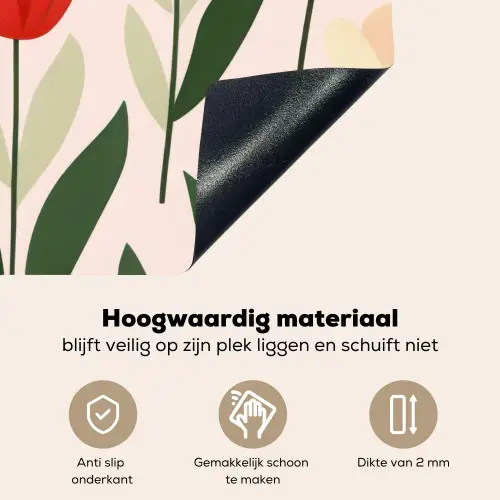Tulpen - Modern - Roze Inductie beschemer met haakjes klein -ky-onderkant-nl