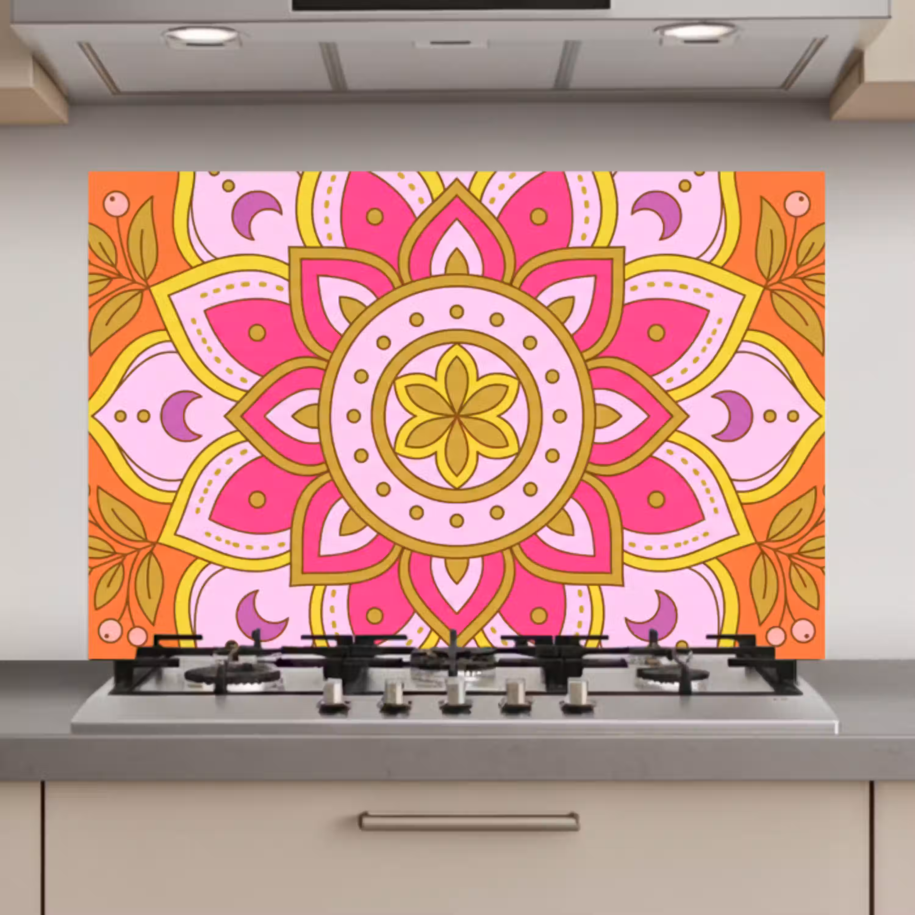 Patroon - Bloemmotief - Decoratie - Abstract - Roze keuken achterwand spatscherm klein -3d_website