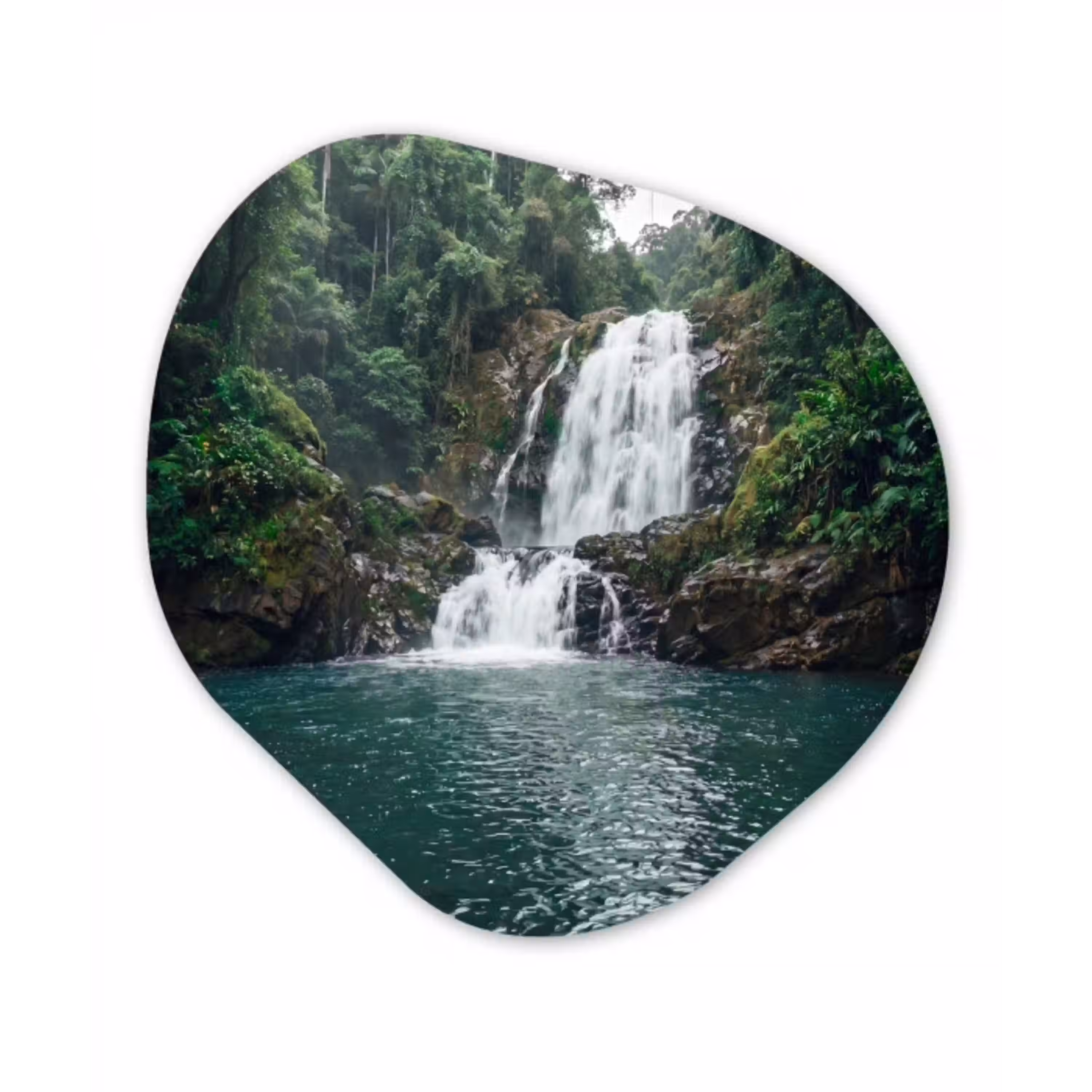 Waterfall - Forest - Nature - Greenkhgyguyg Wandcirkel Organisch Forex 3mm klein -3d