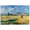 Landschap - Strobalen - Bergen - Wolken poster papier klein -3d