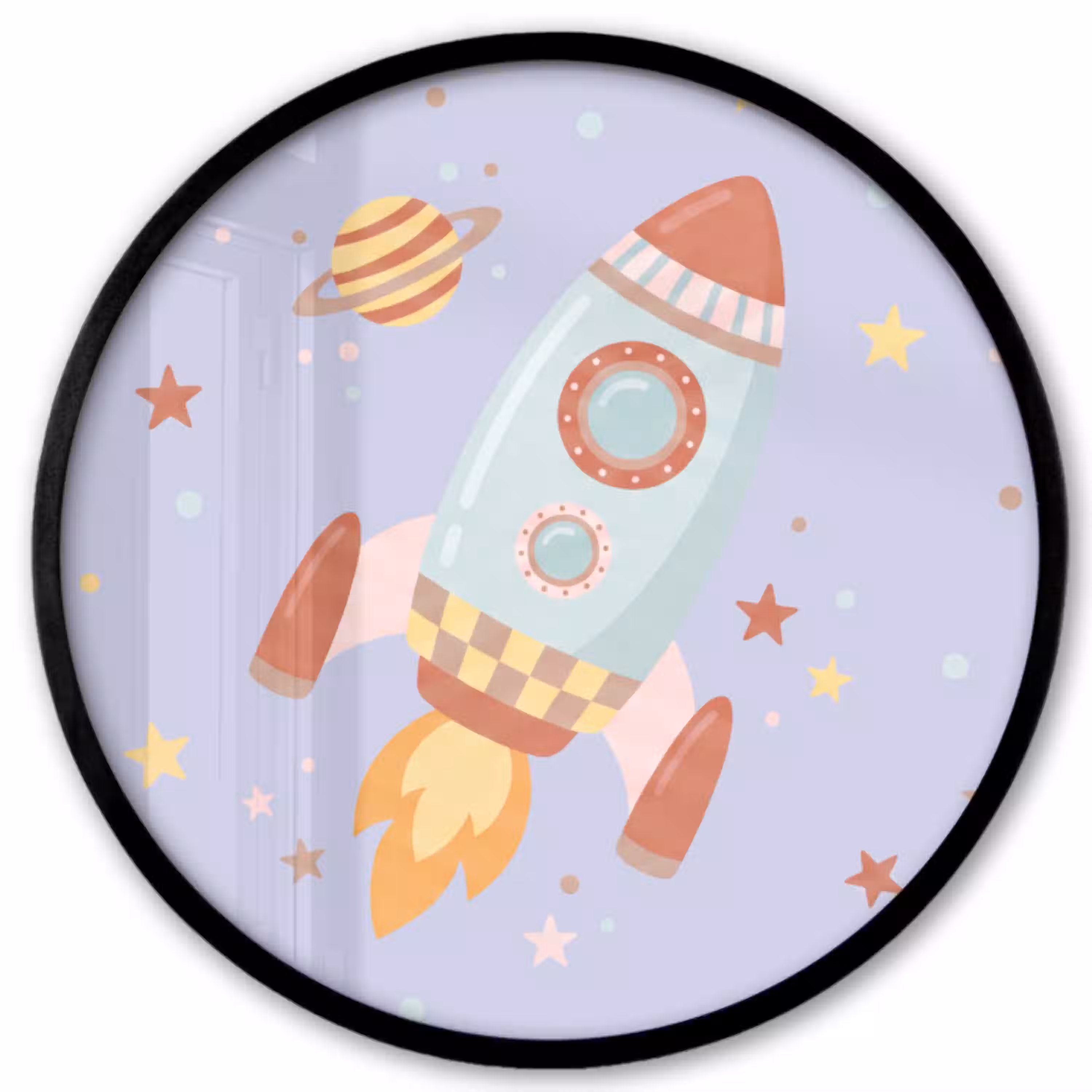 Raket - Ruimte - Planeet - Illustratie Fotolijst rond zonder passe partout klein -3d