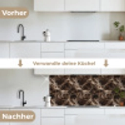 Bruin - Goud - Marmer keuken achterwand 2 middel 871 -voor-na_DE