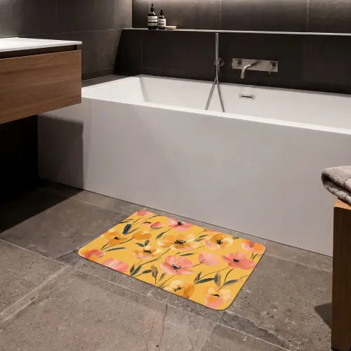 Bloemen - Geschilderd - Geel Badmat klein -sfeer3