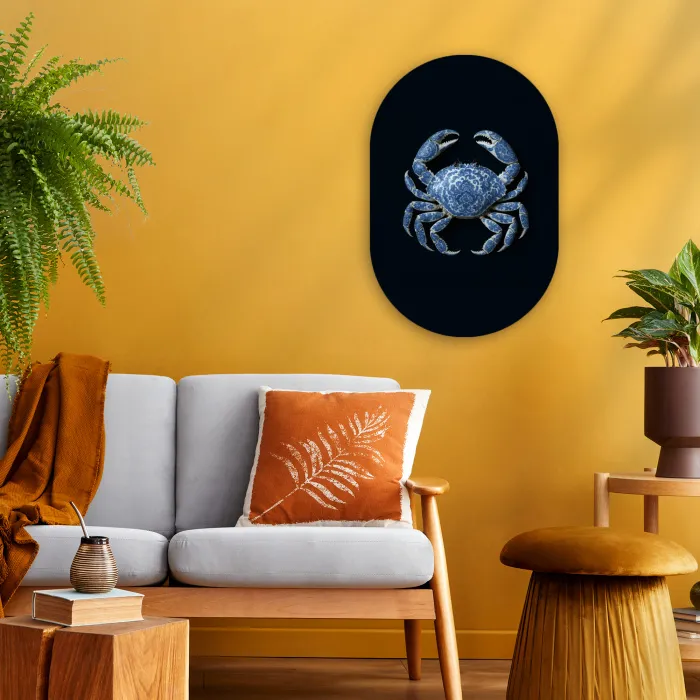 Krab - Delfts blauw - Dieren Wandcirkel Ovaal Forex klein -sfeer4