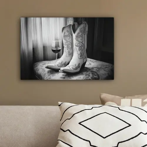 Wijn - Cowboylaarzen - Raamlicht - Wit canvas 2cm klein -sfeer3