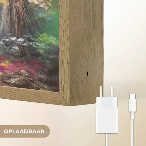 Landschap - Olieverf - Kleurrijk - Natuur Light Box met batterij (Wandlamp) middel -USP_websiteoplaadbaarNL
