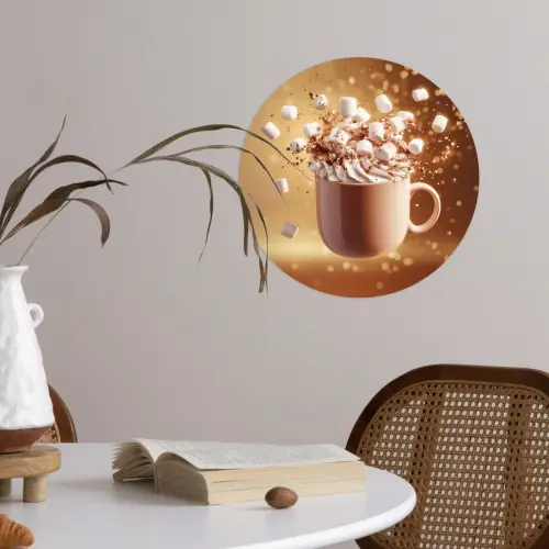 Chocomelk - Drinken - Warm - Bruin Wandcirkel behangsticker klein -sfeer3