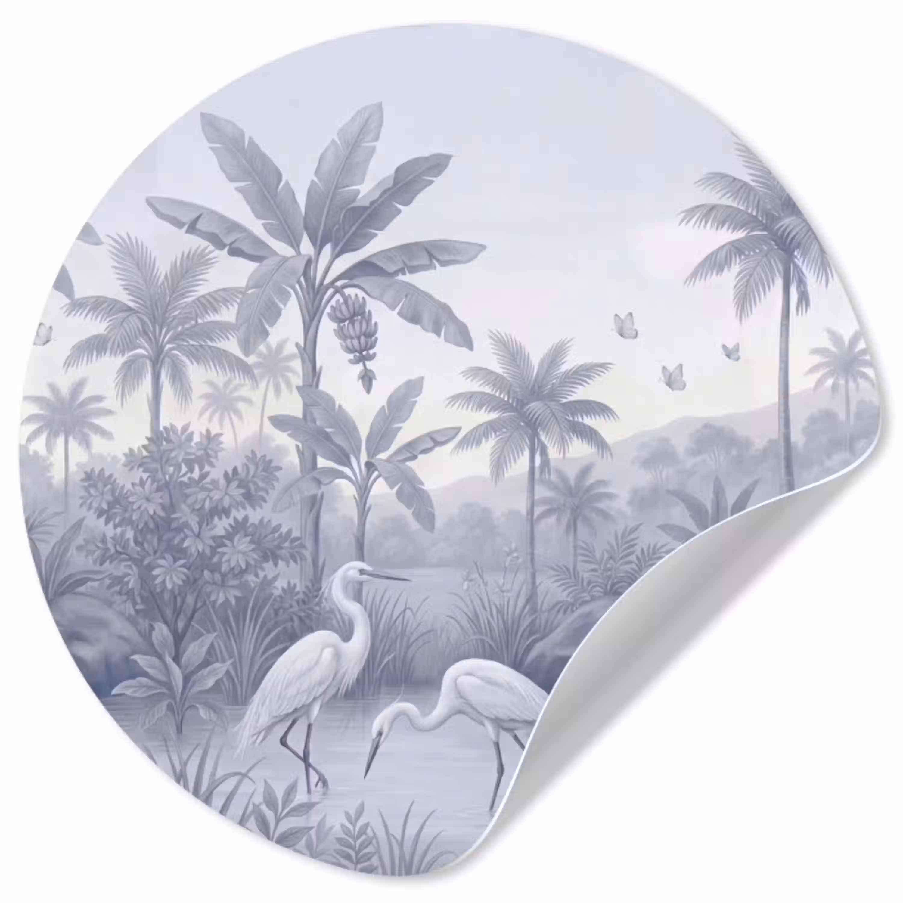 Vogel - Water - Tropisch - Natuur - Blauw Wandcirkel behangsticker klein -3d