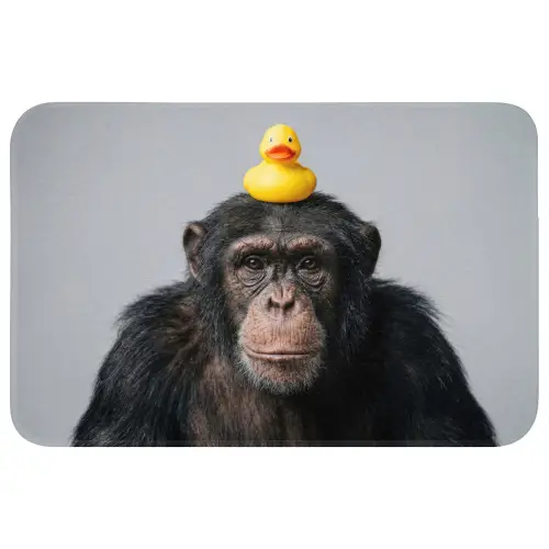 Chimpansee - Badeend - Grijs Badmat klein -3d