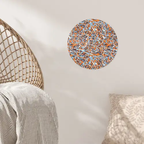 Blauw - Waterverf - Chaos Wandcirkel behangsticker klein 186 -sfeer4