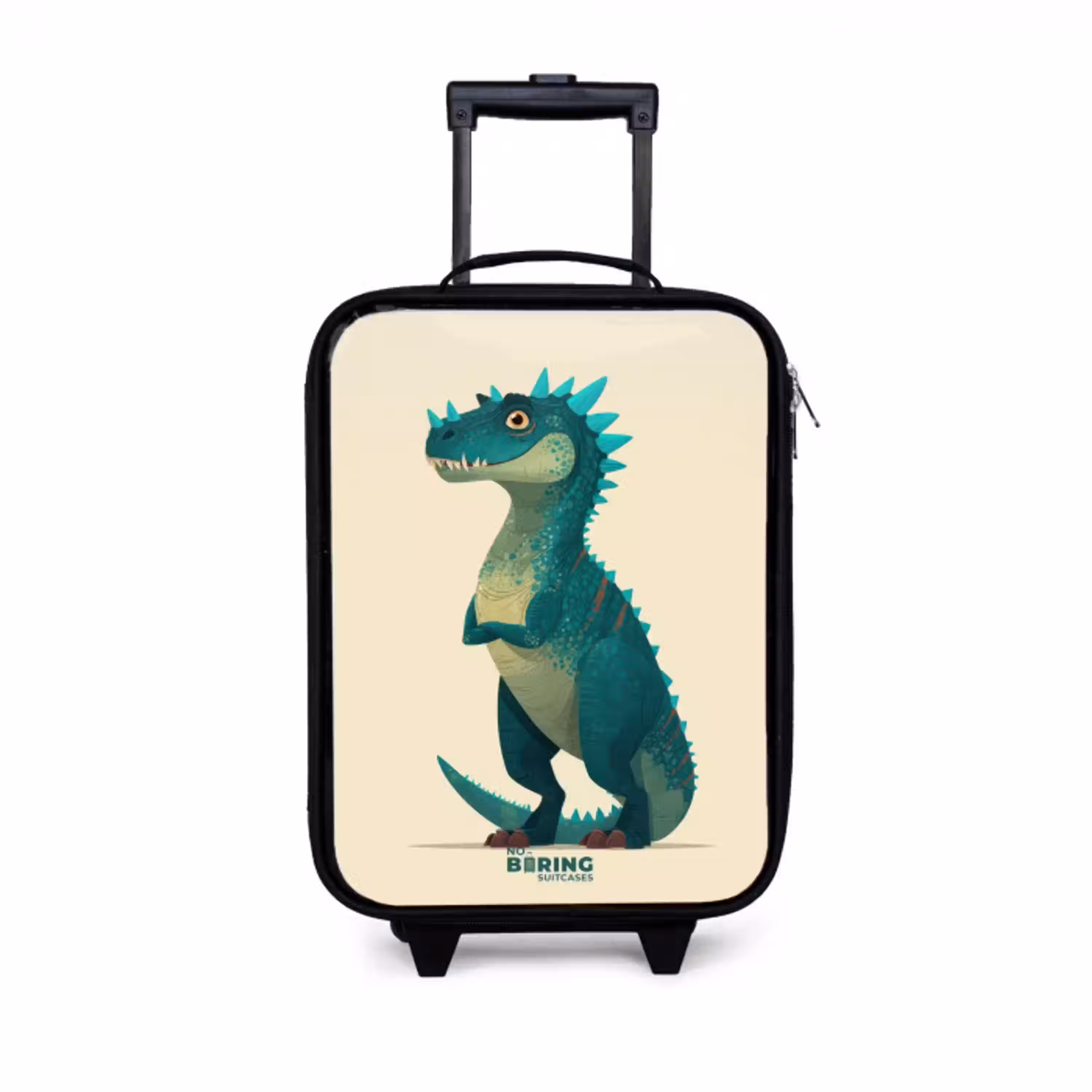 Spiky dino met vriendelijke blik Kinderkoffer - Zwart klein -3d