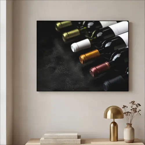 Wijn - Flessen - Variatie - Smaken Textielframe zwart klein -sfeer2