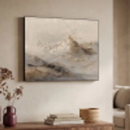 Berglandschap - Mist  - Penseelstreken Textielframe zwart klein -sfeer3