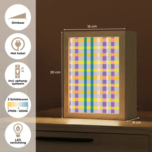 Ruit - Patroon - Kleurrijk Light Box met kabel (Tafellamp) klein 925 -USP_NL