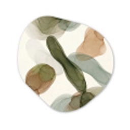 Abstract - Vormen - Modern - Kunst - Groen - Bruin Wandcirkel Organisch Aluminium middel -3d