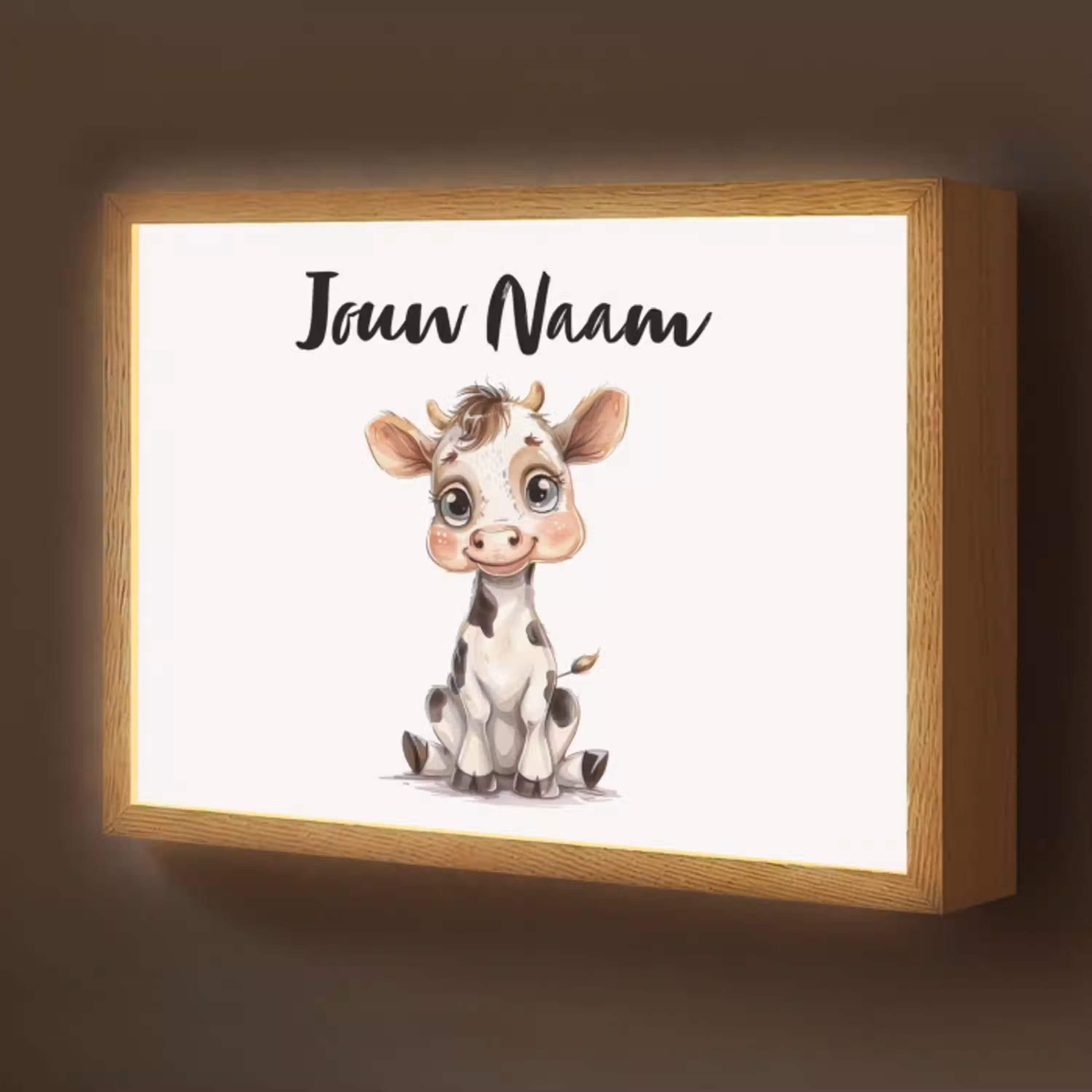 Koe - Baby dier - Boerderij dieren Light Box met batterij (Wandlamp kind) middel -z3d_website