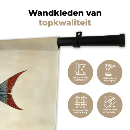 Gestreept - Donkerblauw - Rugvin - Vis Wandkleed katoen klein -sfeer2