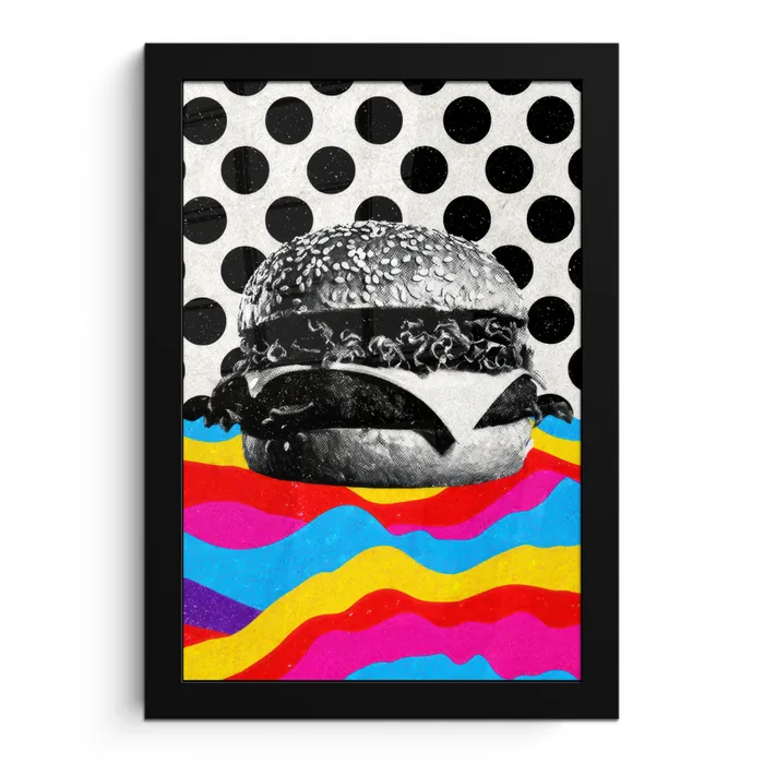 Hamburger - Stippen - Golven - Kleuren fotolijst zwart zonder passe partout klein -3d