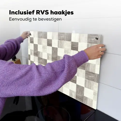 Patroon - Dambord - Houtnerf Inductie beschemer met haakjes klein 777 -ky-ophangen-nl