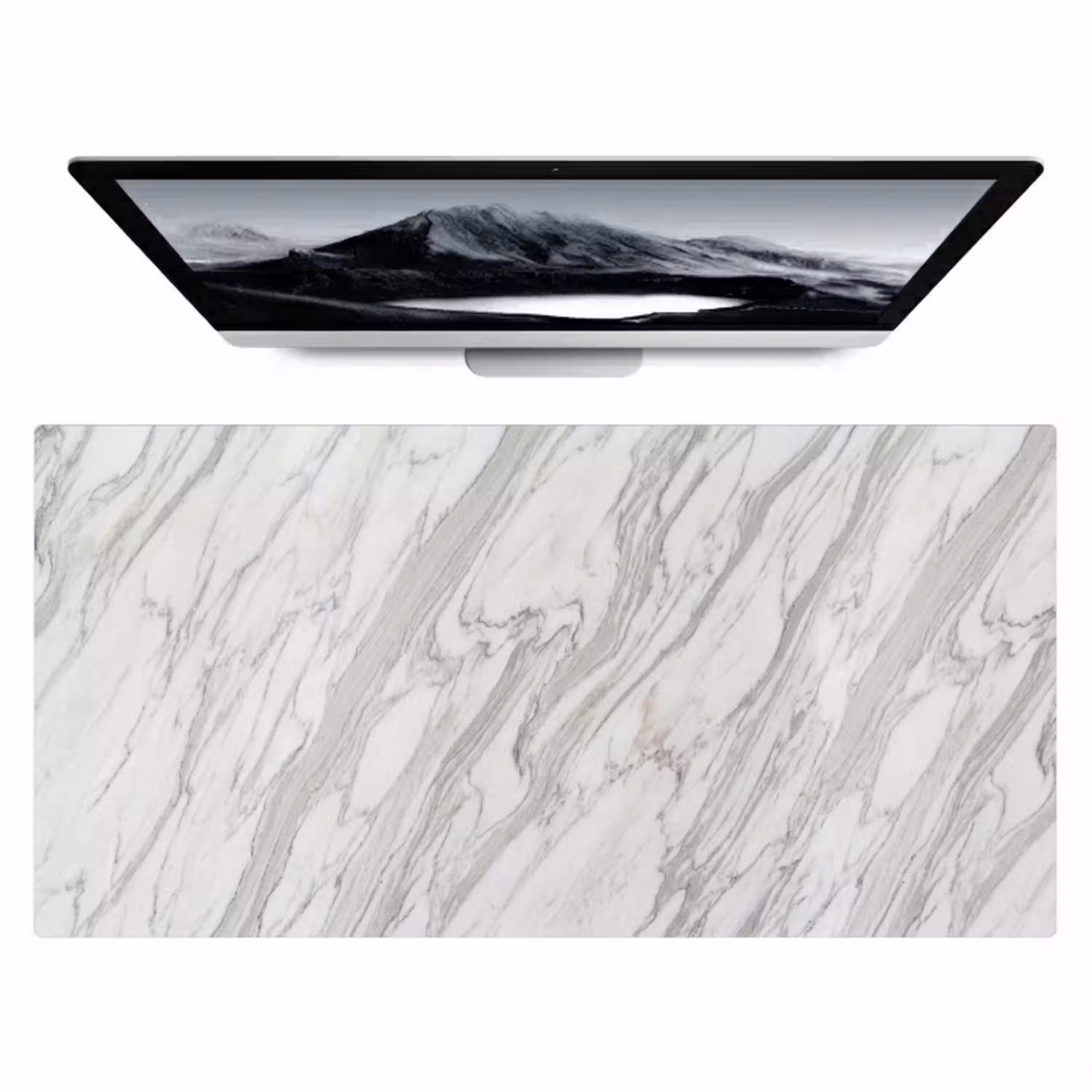Marmer - Wit - Grijs - Structuur - Modern Muismat XXL klein -zzz3d