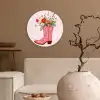 Cowboylaarzen - Roze - Boeket - Bloemen Wandcirkel kunststof plaat 5mm dik klein -sfeer1