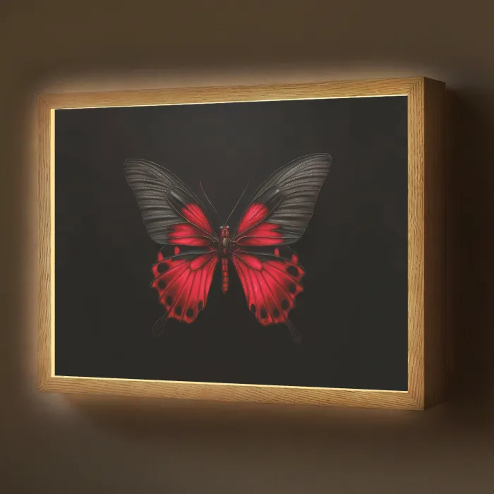 Vlinder - Rood - Contrast Light Box met batterij (Wandlamp) middel -z3d_website