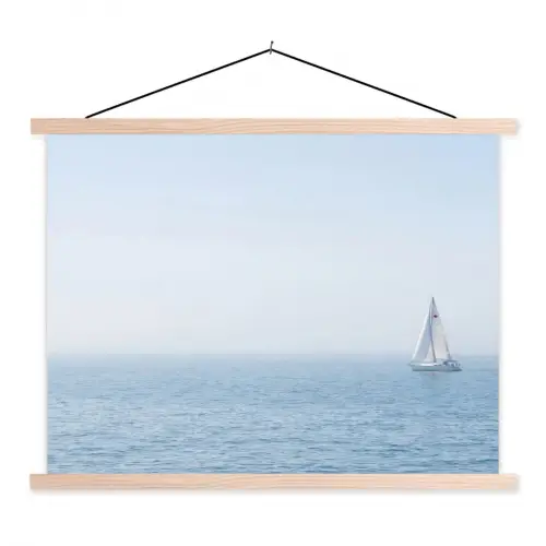 Horizon - Zeilboot - Zee textielposter latten blank klein -3d