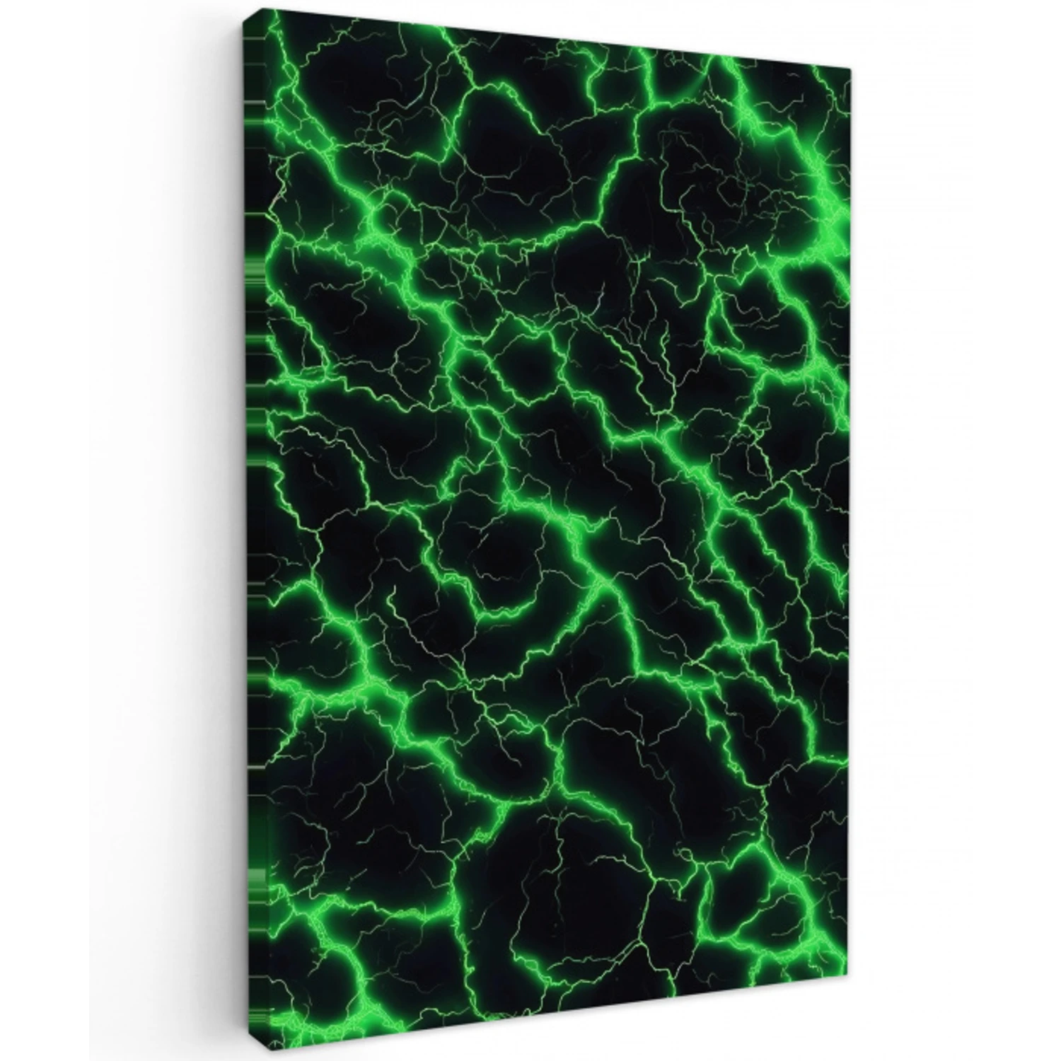 Gaming - Bliksemflitsen - Groen - Energie Tuinposter op houten frame 2 cm dik middel -3d