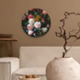 Stilleven met bloemen in een glazen vaas - Schilderij van Jan Davidsz. de Heem Wandcirkel kunststof plaat 5mm dik klein -sfeer1
