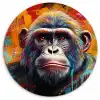 Aap - Gorilla - Graffiti - Dieren - Kleuren Wandcirkel kunststof plaat 5mm dik klein -3d