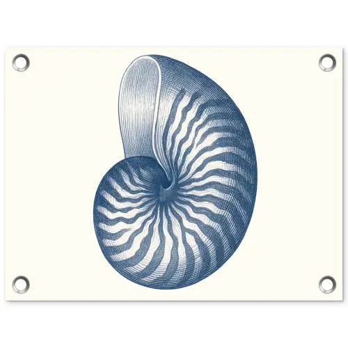 Blauw - Schelp - Spiraal tuinposter los doek klein -3d