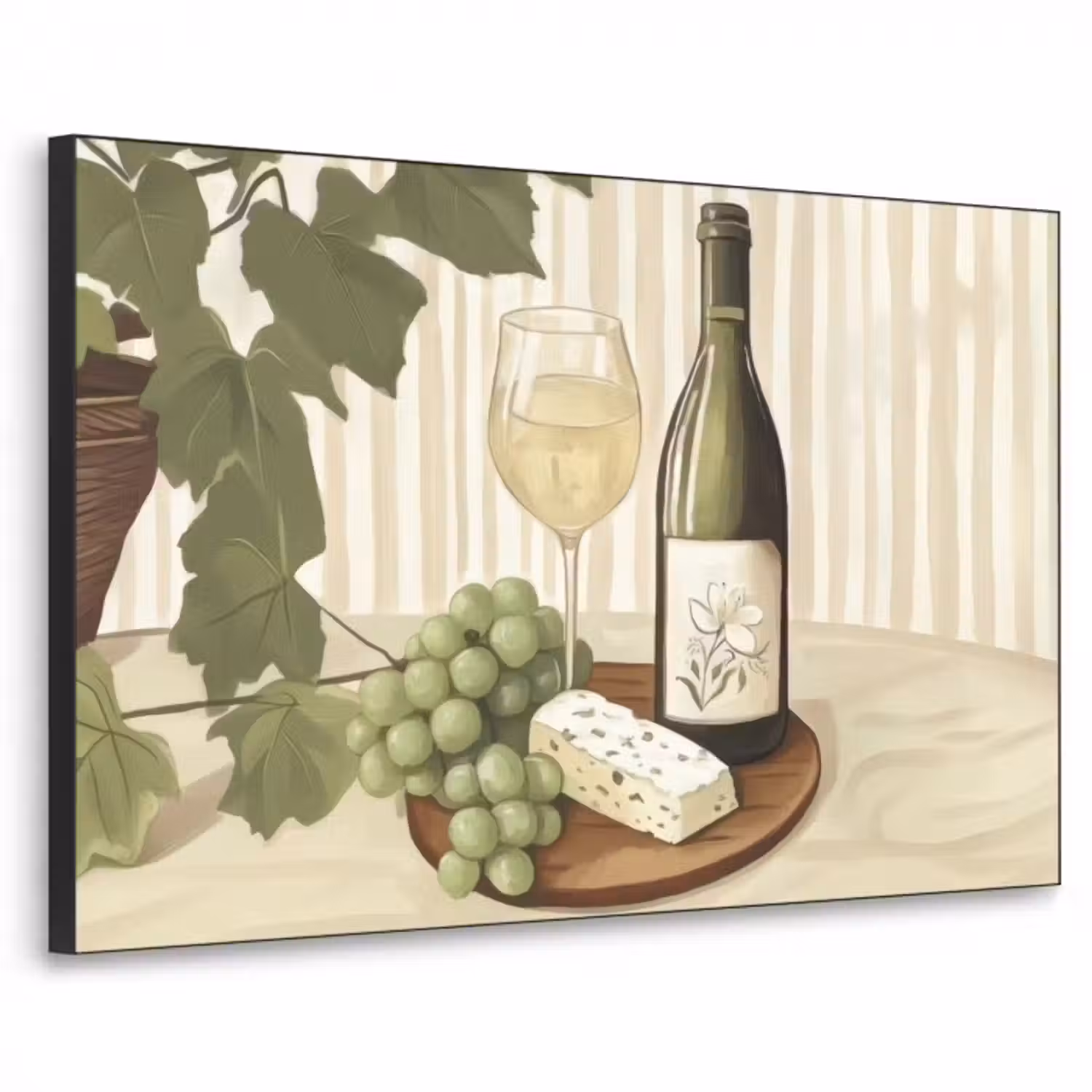Art Frame - Wein - Trauben - Käse - Laub