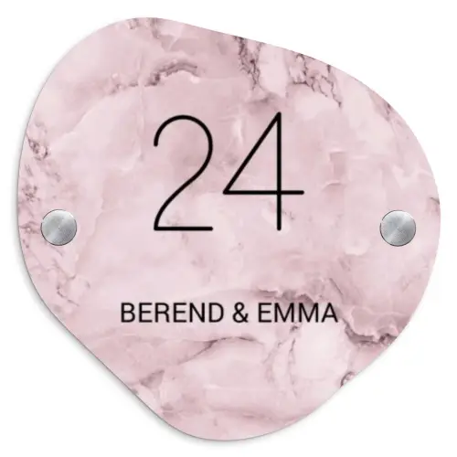 Roze marmer - Klassiek Naambord Organisch middel -3d