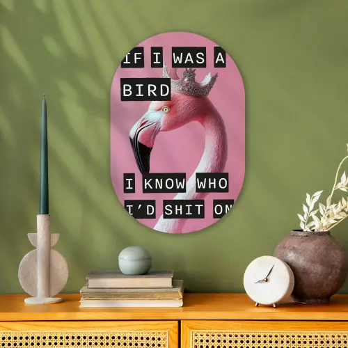 Flamingo - Roze - Vogel - Decoratie Wandcirkel Ovaal Forex klein -sfeer2