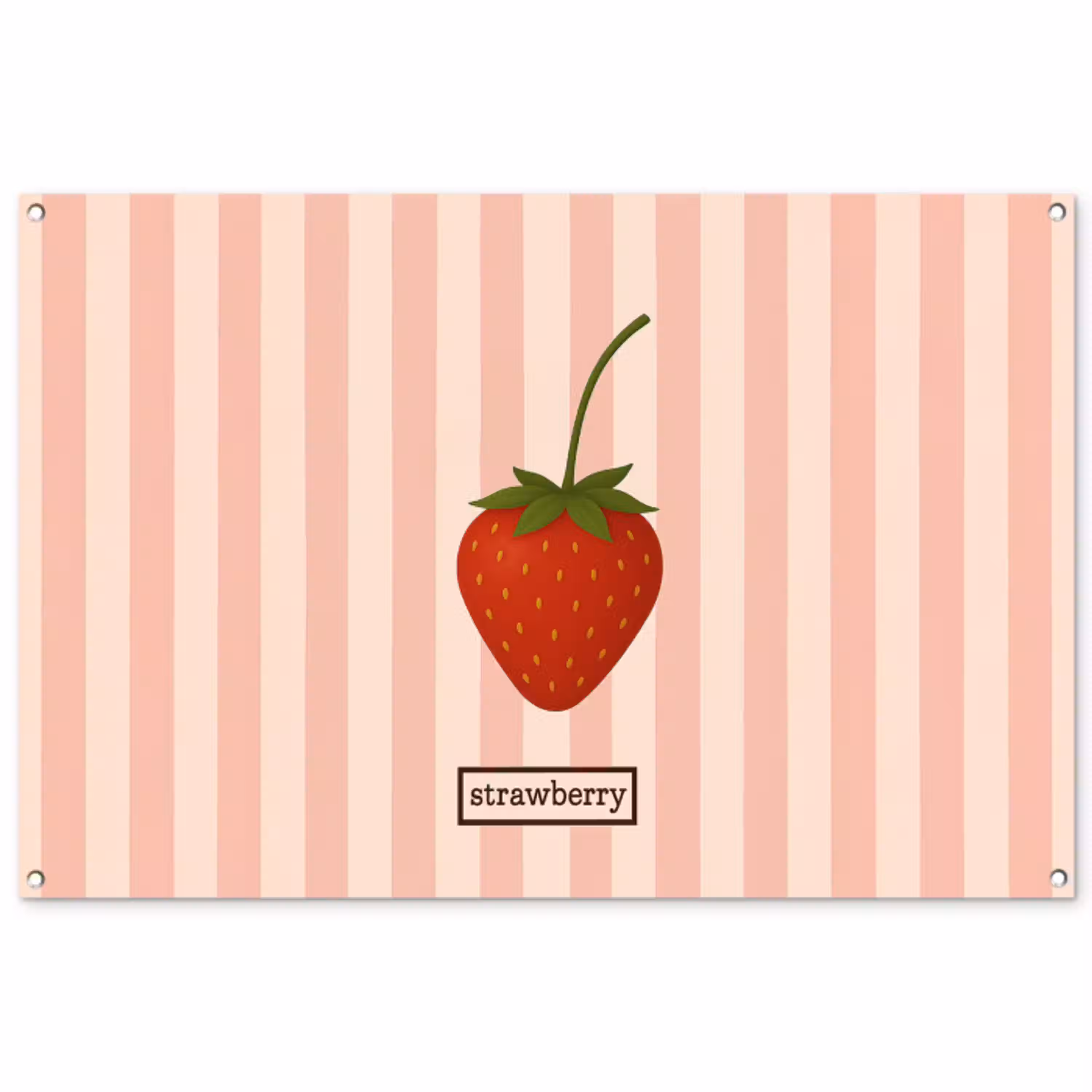 Aardbei - Strepen - Minimalistisch - Rood tuinposter los doek groot -3d