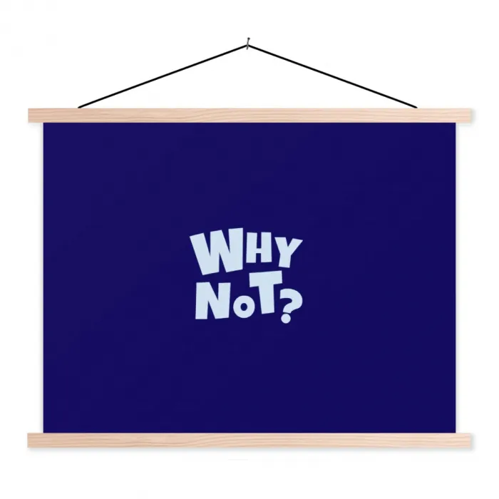 Blauw - Why not - Minimalistisch textielposter latten blank klein -3d