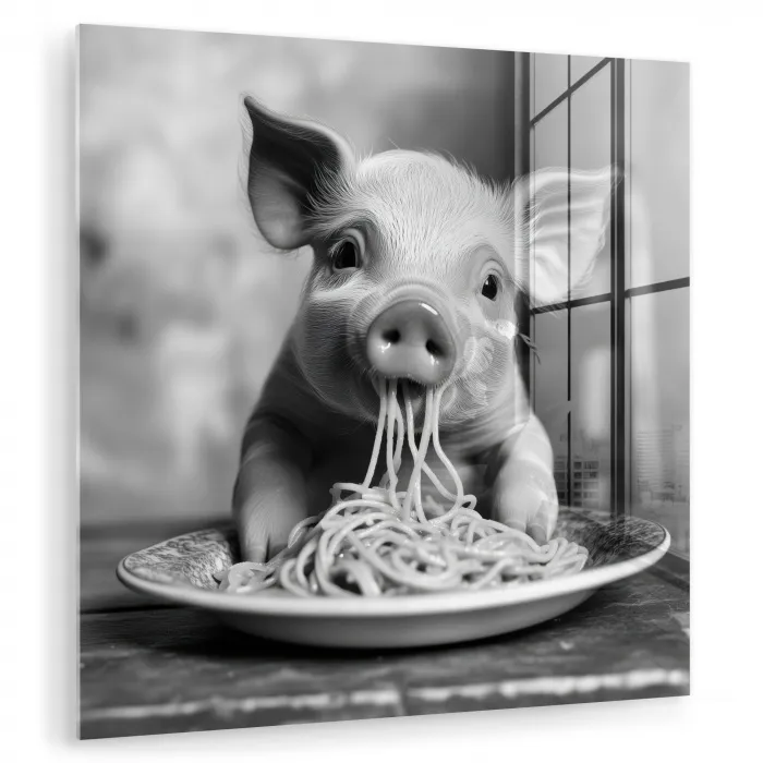 Varken - Schattig - Spaghetti - Zwart wit - Dier plexiglas 5mm klein -zzzproduct_nieuw