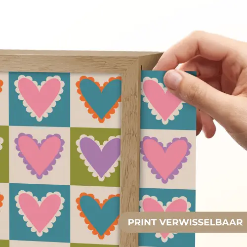 Retro - Kleuren - Patroon - Hartjes Light Box met batterij (Wandlamp) middel 907 -USP_websiteprintNL