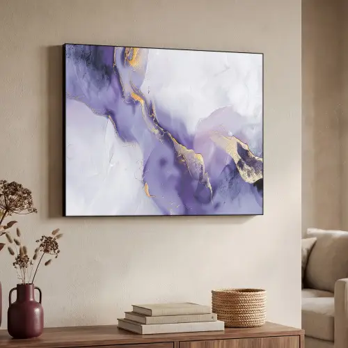 Paars - Modern - Marmer - Abstract Textielframe zwart klein -sfeer3