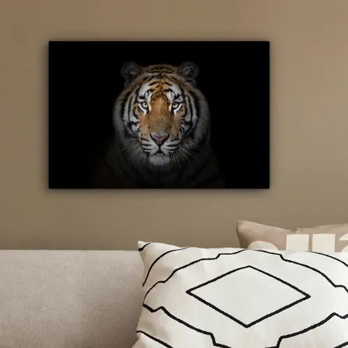 Tijger - Wilde dieren - Portret - Zwart - Dieren canvas 2cm klein -sfeer3
