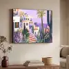 Huizen - Minimalistisch - Palmbomen - Kust Textielframe zwart klein -sfeer3