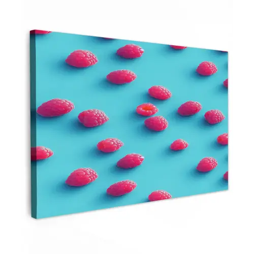 Blauw - Frambozen - Roze Tuinposter op houten frame 2 cm dik klein 845 -3d