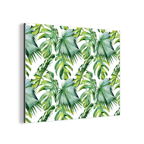 Inductie beschermer - Tropical - Bladeren - Jungle - Inductie mat aluminium wit klein -3d
